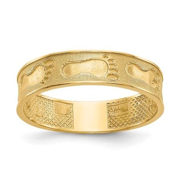 14k Yellow Gold Footprints In The Sand Ring - Picture 9 of 9